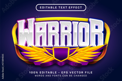 warrior text effect and editable text effect with wings illustration