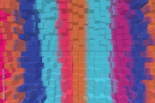 Multicolored structure from rectangles with 2d effect.