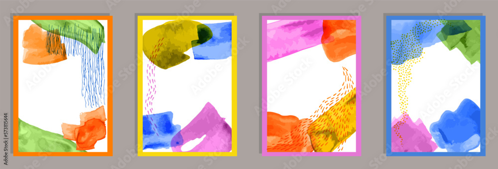 Watercolor minimalist banners vector set.