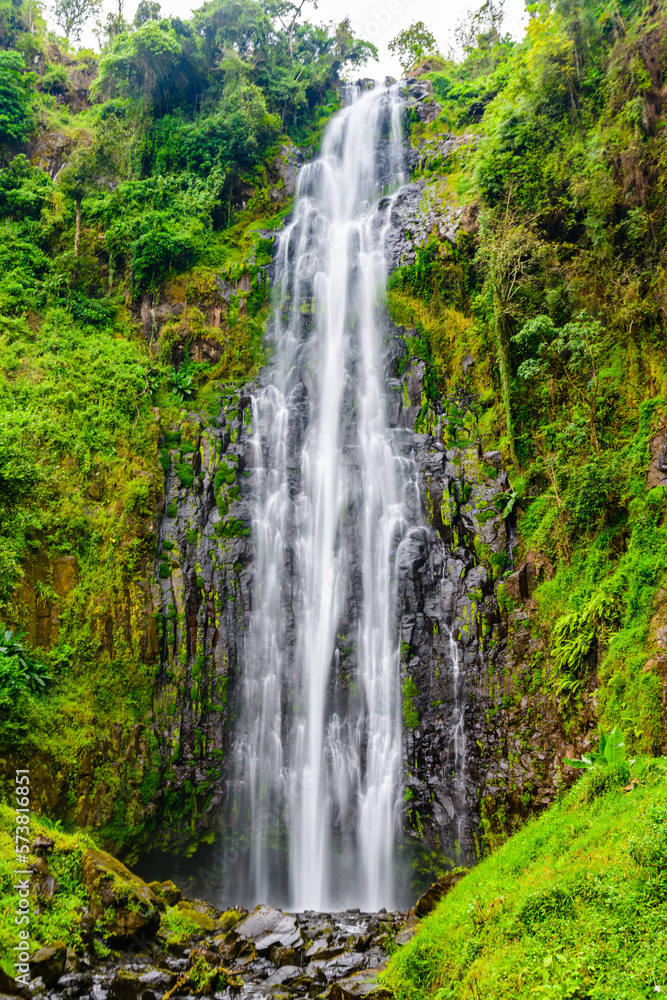 View of Materuni waterfall at foot of mountain Kilimanjaro not far from the city Moshi, Tanzania View of Materuni waterfall at foot of mountain Kilimanjaro not far from the city Moshi, Tanzania