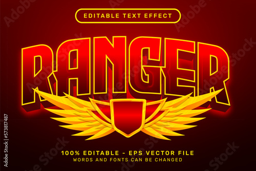 ranger text effect and editable text effect with wings illustration