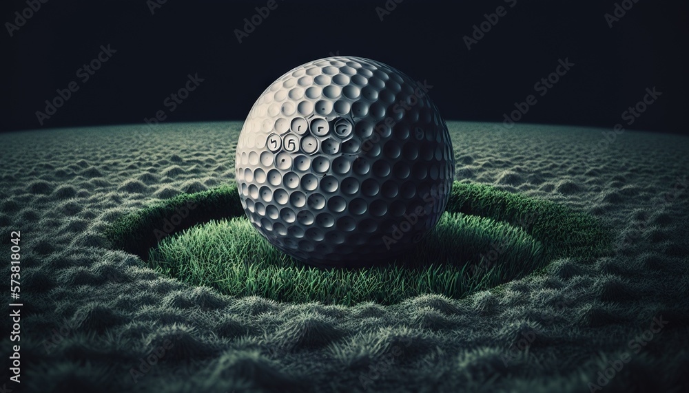 Illustrazione Stock a golf ball sitting on top of a green grass covered ...