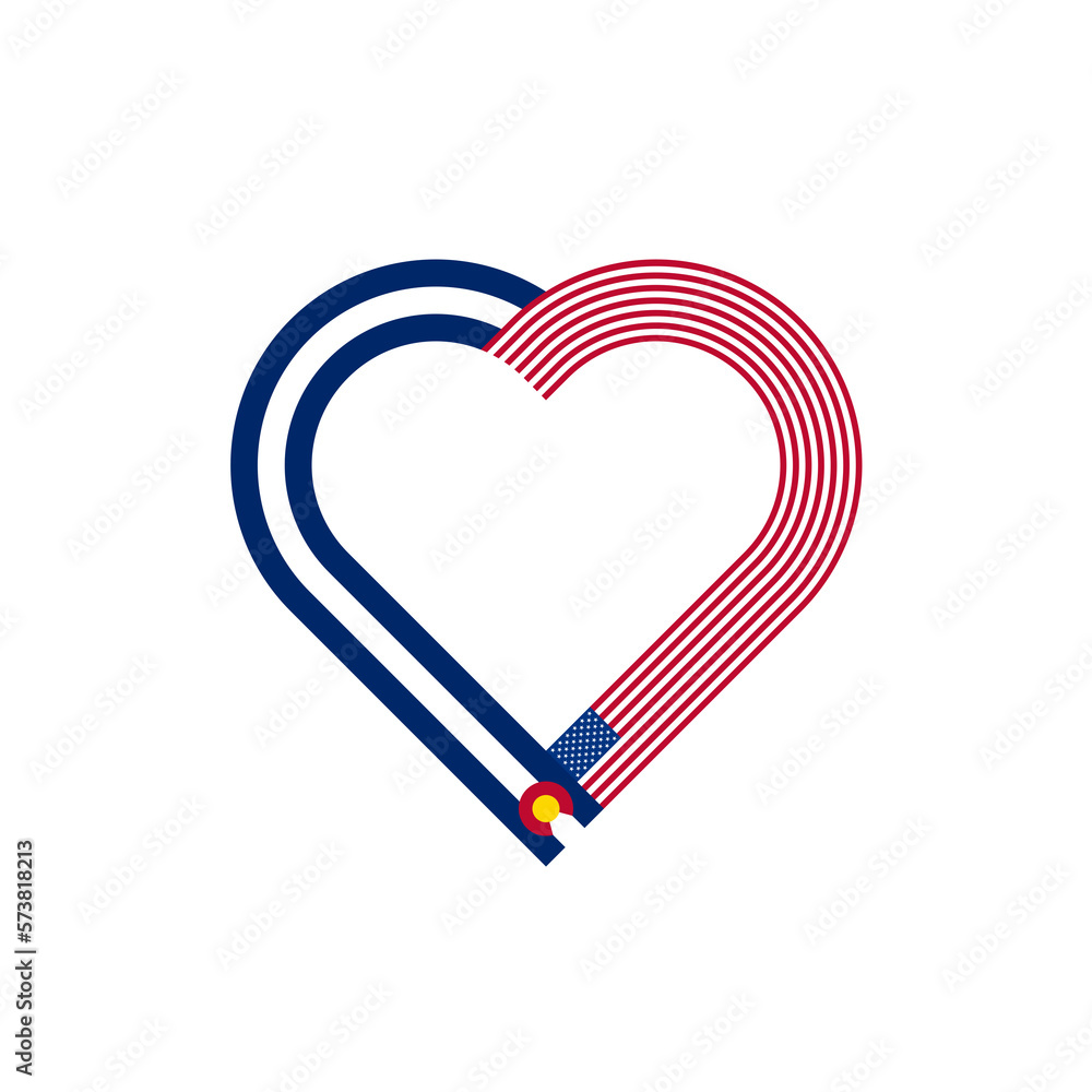 unity concept. heart ribbon icon of colorado and united states flags. transparent png background unity concept. heart ribbon icon of colorado and united states flags. transparent png background