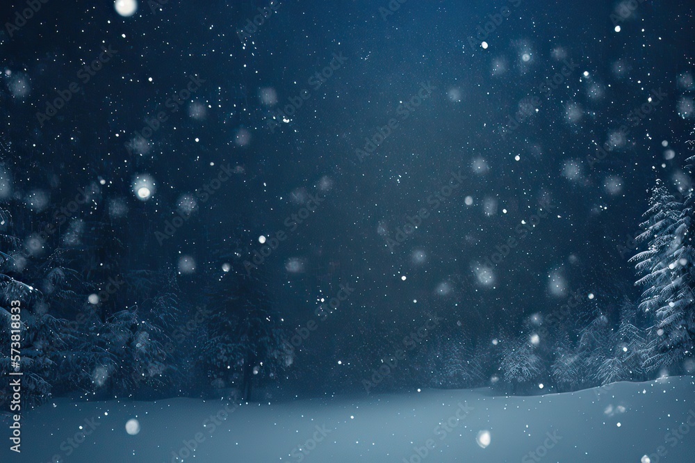 Snowy Scene: Snowfalling. Photo generative AI