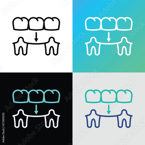 Dental bridge thin line icon. Dentistry, prosthesis. Tooth restoration. Vector illustration.