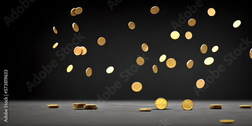 gold coin on floor with dar...