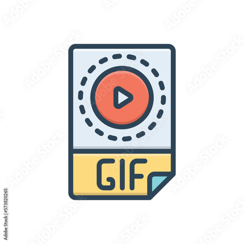 Color illustration icon for gif file