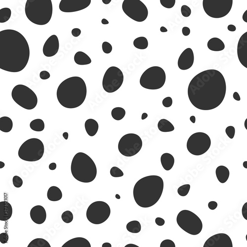 Polka dots seamless pattern in black white style isolated on white background.