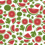 Watermelon seamless pattern isolated on white background.