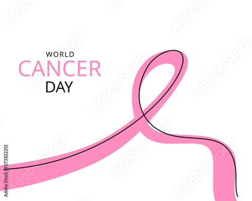 One single line of cancer day background isolated on white background.