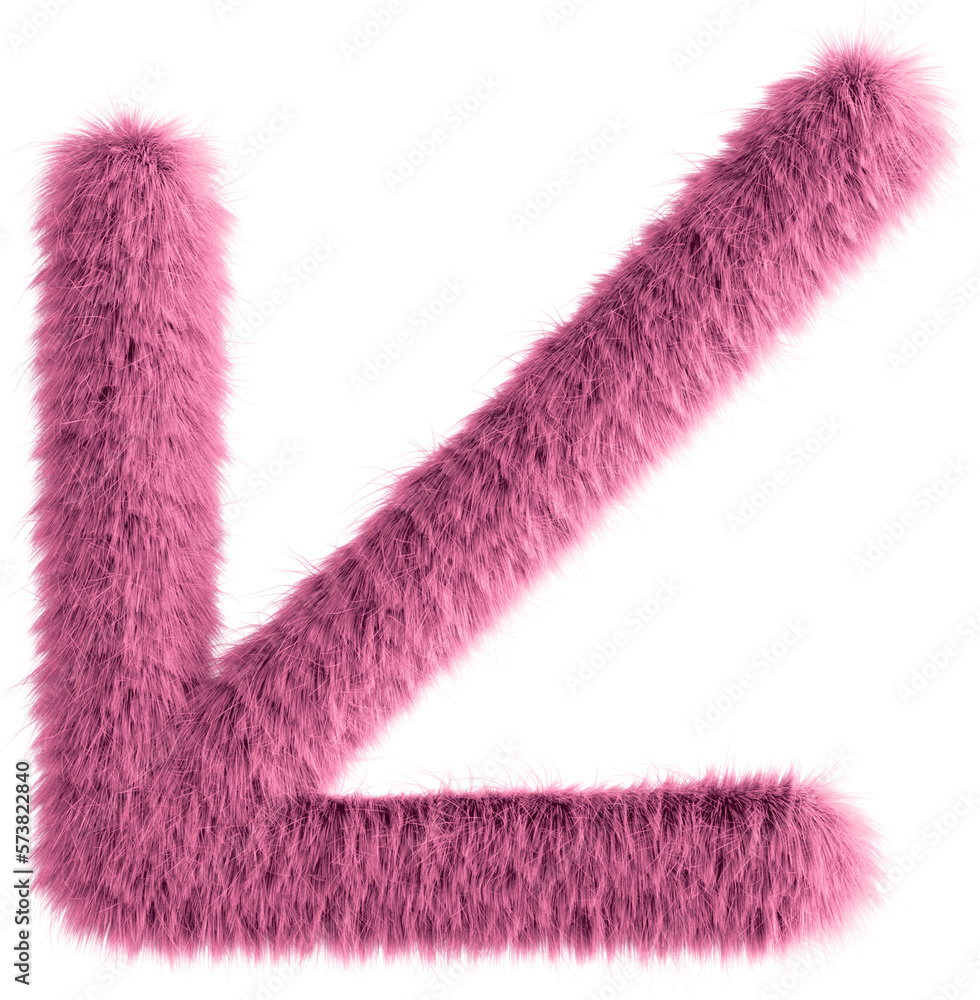 Pink fluffy 3D arrow bottom left icon Pink fluffy 3D arrow bottom left icon