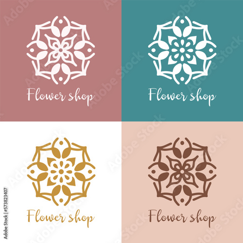 Abstract floral logo collection or flowers logo icon set design template vector illustration