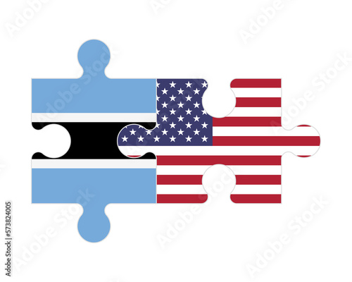 Puzzle of flags of Botswana and US, vector