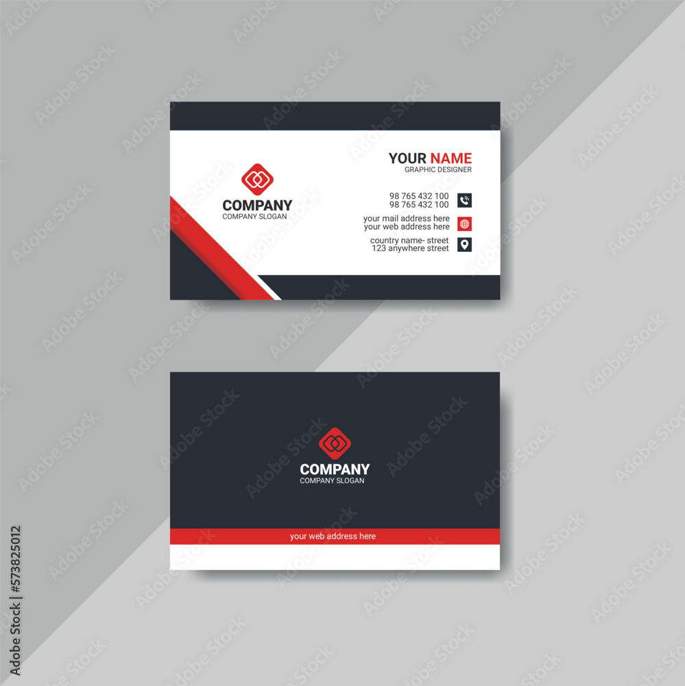 Simple clean modern business card with red details Simple clean modern business card with red details