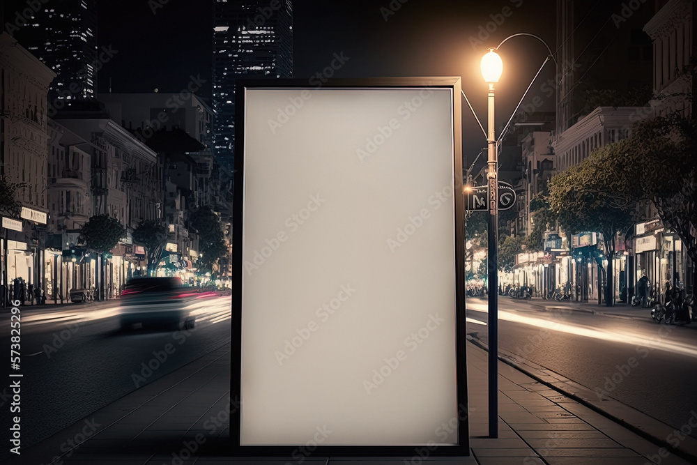 Empty advertising billboard urban mockup at night city Empty advertising billboard urban mockup at night city