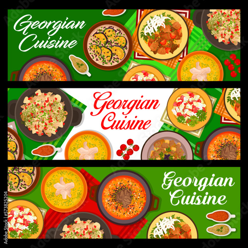 Georgian cuisine restaurant food vector banners