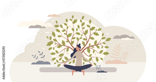 Holistic medicine with alternative body wellness practice tiny person concept, transparent background. Esoteric approach for disease treatment with life balance and spiritual healthcare illustration.