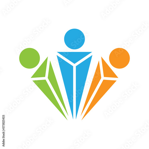 Diamond and people logo vector icon design