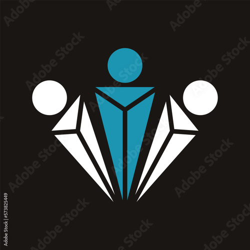 Diamond and people logo vector icon design
