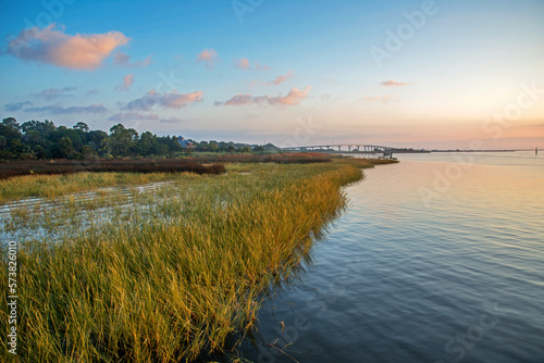 Apalachicola River at dawn, Florida, USA photo