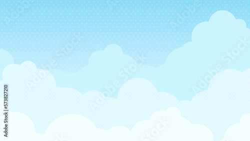 もくもくした雲と青空　背景素材（横向き16:9）