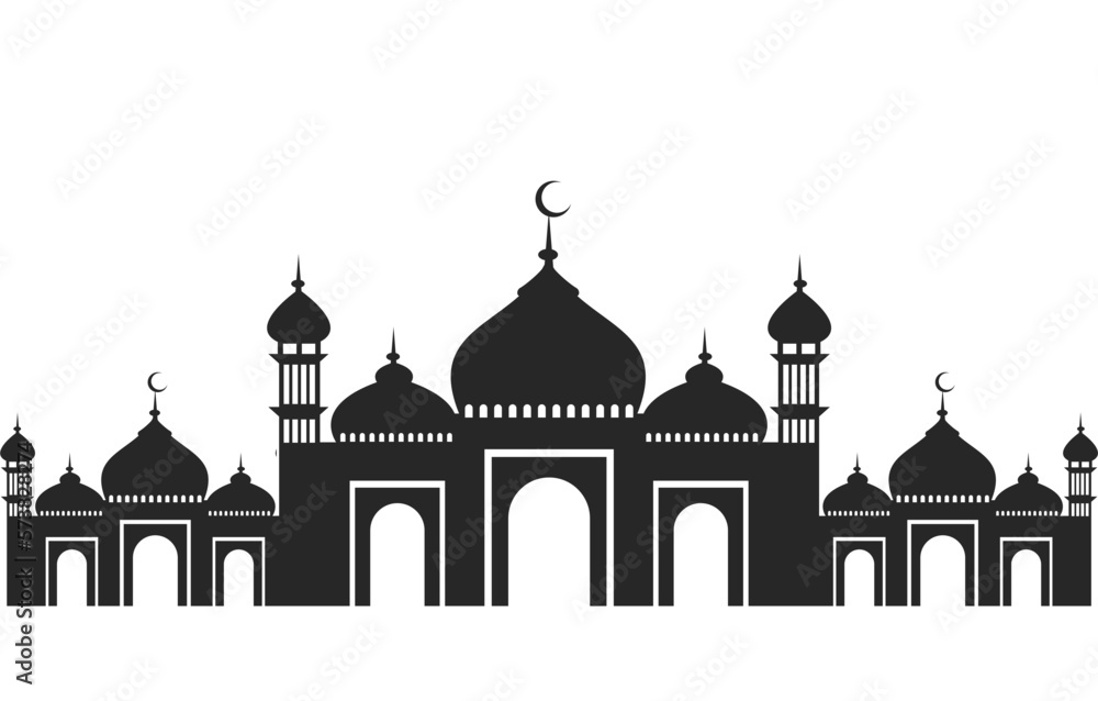 vector mosque icon, mosque silhouette illustration. good as an Islamic background.