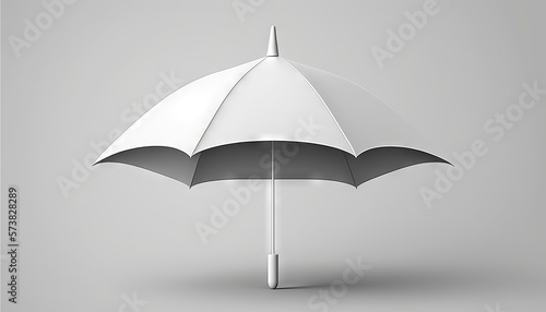  a white and black umbrella on a white stick on a gray background with a shadow of the umbrella on the top of the pole and bottom of the umbrella. generative ai