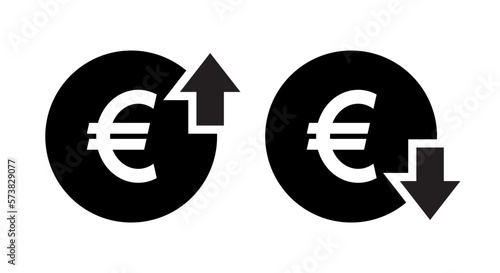 Euro price up down icon vector. Rise and fall currency concept