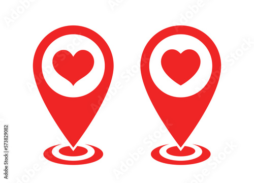 Love location icon vector. Pin map with heart sign symbol