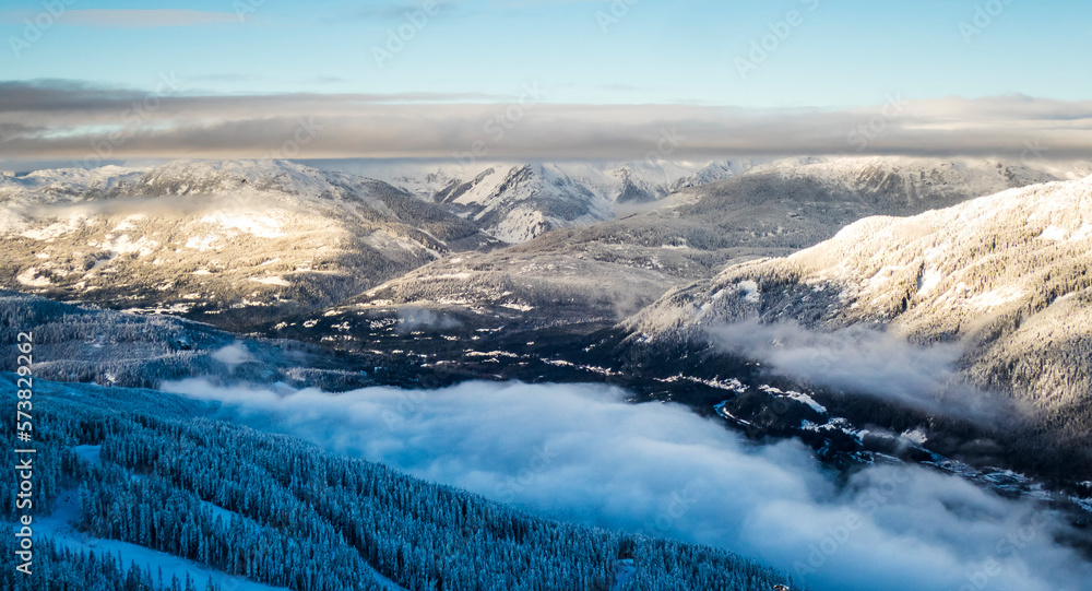 Mountains and valleys in winter, Whistler, British Columbia, Canada Mountains and valleys in winter, Whistler, British Columbia, Canada