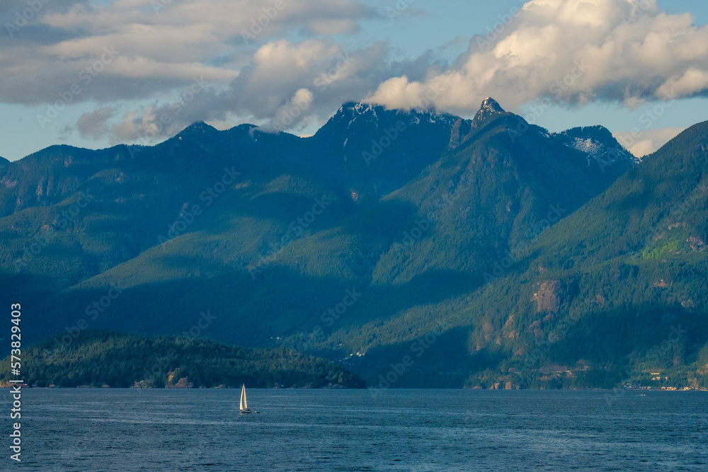 Sailboat in sea, Vancouver, British Columbia, Canada Sailboat in sea, Vancouver, British Columbia, Canada