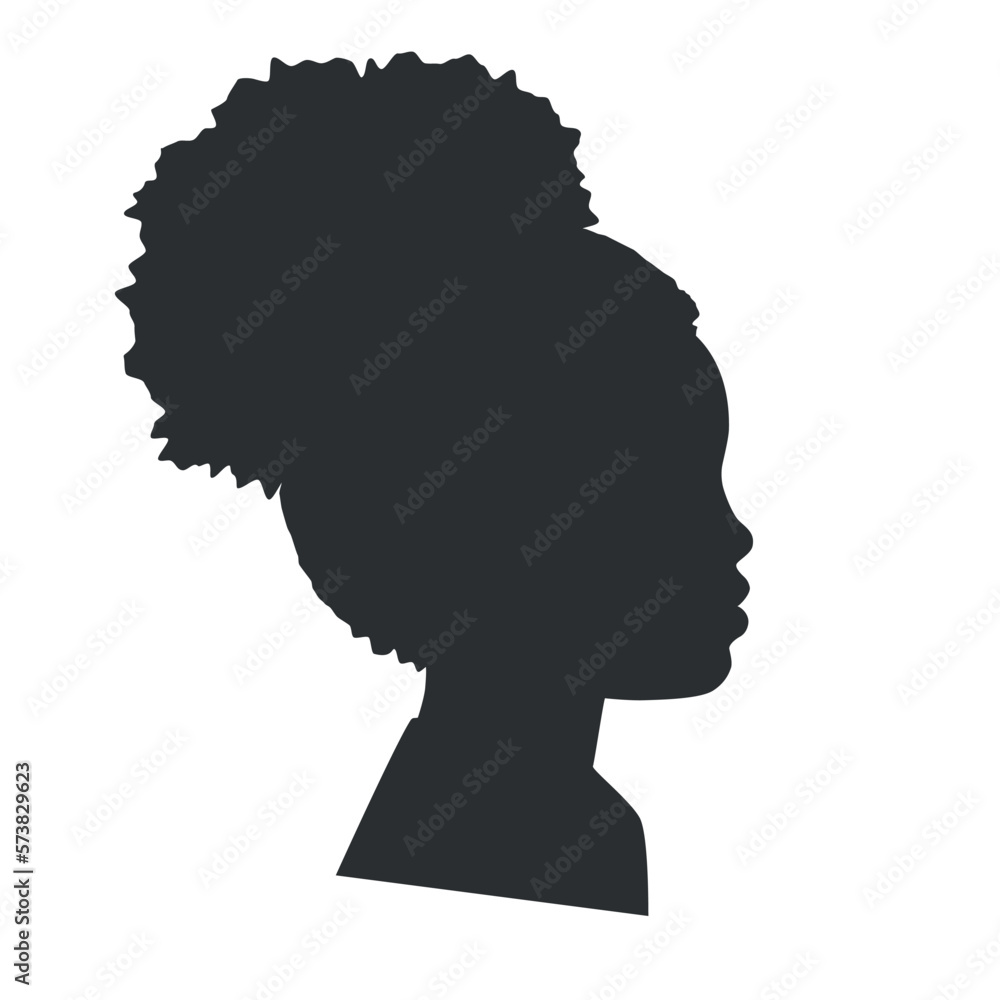 Silhouette of afro child face. Outlines baby in profile. Vector illustration Silhouette of afro child face. Outlines baby in profile. Vector illustration
