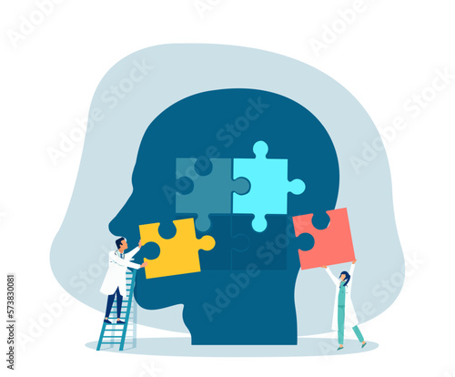 Vector of a psychologist helping patient to solve psychological problem.