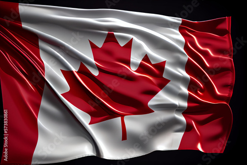 Wavy flag of Canada. Red and white Canadian flag. Generative Ai.