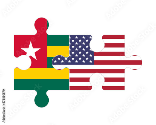 Puzzle of flags of Togo and US, vector