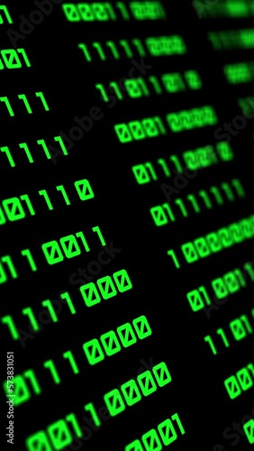 Wallpaper Mural Abstract binary code background with green digits on the screen. Data, code, decryption and encoding concepts. Vertical seamless loopable background. Torontodigital.ca