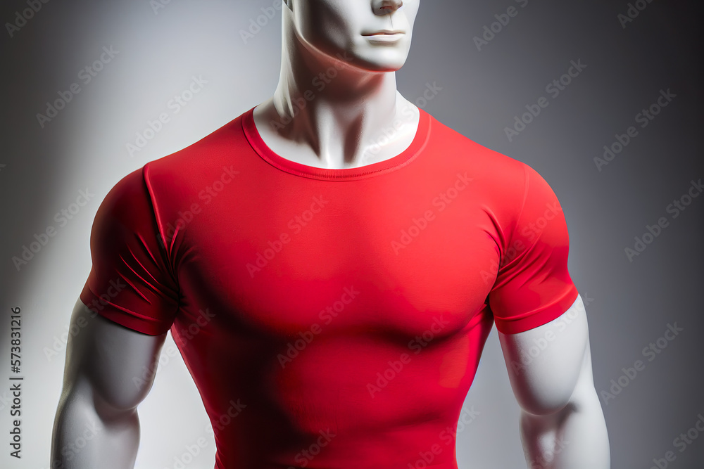 © wittayayut - Red round neck shirt template mockup for men. Red tshirt or shirt template design for graphic design. Mockup template for design print. Generative AI. © wittayayut - Red round neck shirt template mockup for men. Red tshirt or shirt template design for graphic design. Mockup template for design print. Generative AI.
