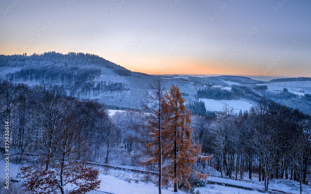 Fototapeta premium Winter landscape, Schmallenberg, Sauerland, Germany