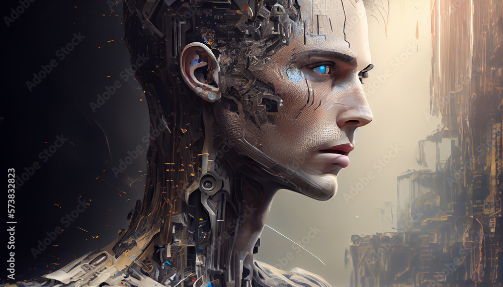 Depiction of Artificial inteligence as a human portrait, generative ai Depiction of Artificial inteligence as a human portrait, generative ai