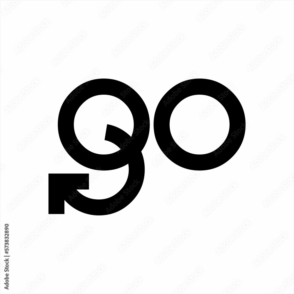 Go logo design with circular arrows with glasses concept. Go logo design with circular arrows with glasses concept.