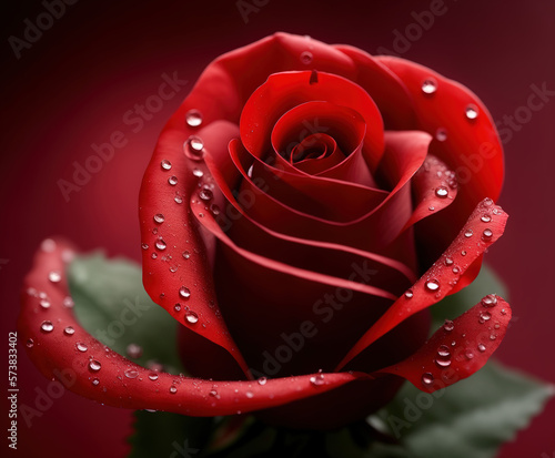 Red rose petals with rain d...