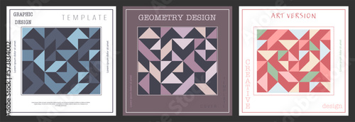 A set of cover, booklet or brochure design templates. The idea of an individual geometric style of interior decoration and creative design. A variant of the corporate corporate identity.