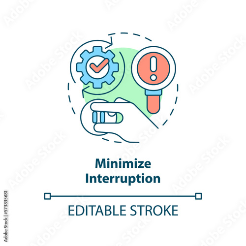 Minimize interruption concept icon. Continuous work. Disaster recovery plan benefit abstract idea thin line illustration. Isolated outline drawing. Editable stroke. Arial, Myriad Pro-Bold fonts used
