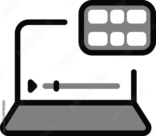 Movie Streaming Icon Vector: An icon vector that represents movie streaming often features a film strip, a TV screen, or a play button symbol. This icon is commonly used to indicate streaming video  photo