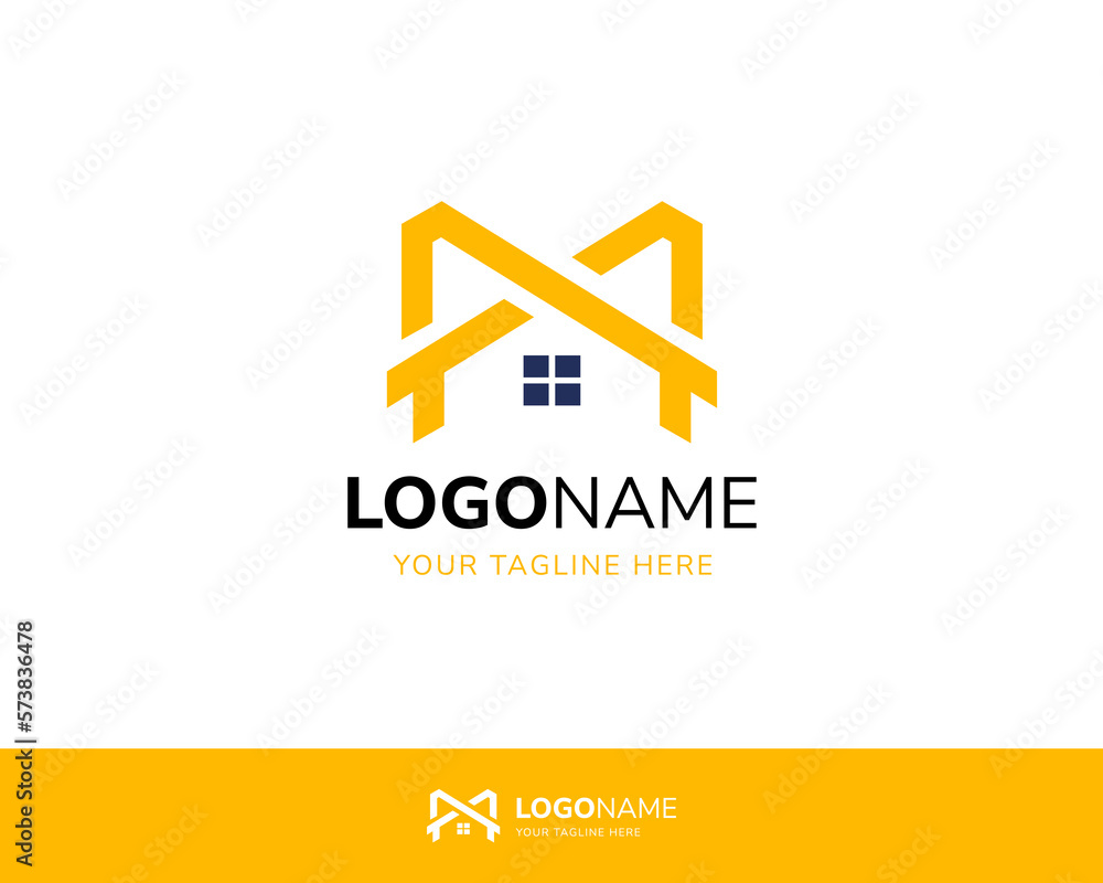 Fototapeta premium Letter M house logo with minimalist style