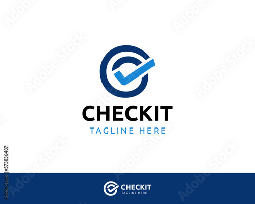 Blue Checkmark and circle modern logo design