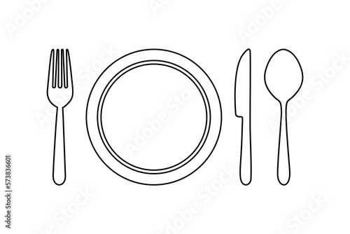 Silhouette of cutlery. fork, knife, spoon. Logotype menu. Vector illustration.