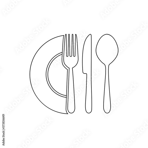 Silhouette of cutlery. fork, knife, spoon. Logotype menu. Vector illustration.