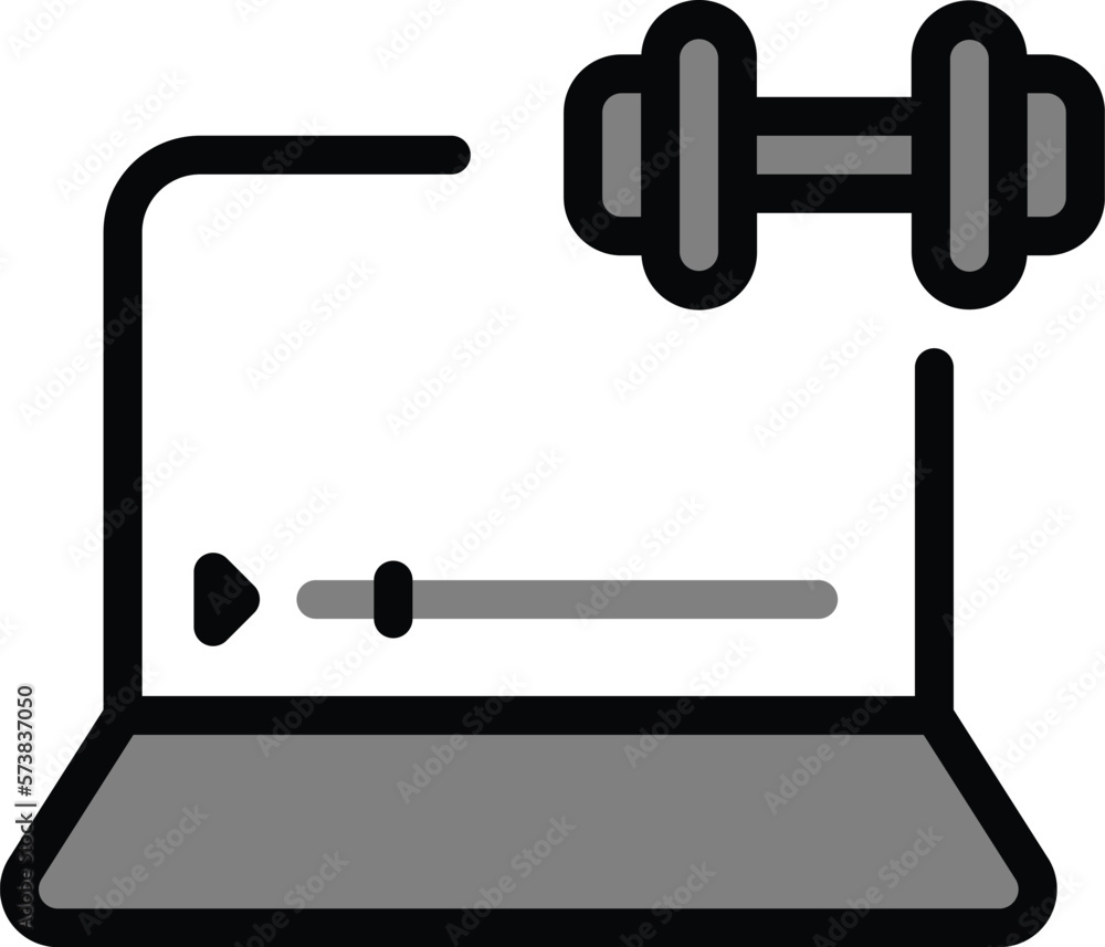 Online Workout Icon Vector: An icon vector that represents online workout typically features a person exercising or a fitness equipment symbol. This icon is commonly used to indicate virtual fitness Online Workout Icon Vector: An icon vector that represents online workout typically features a person exercising or a fitness equipment symbol. This icon is commonly used to indicate virtual fitness