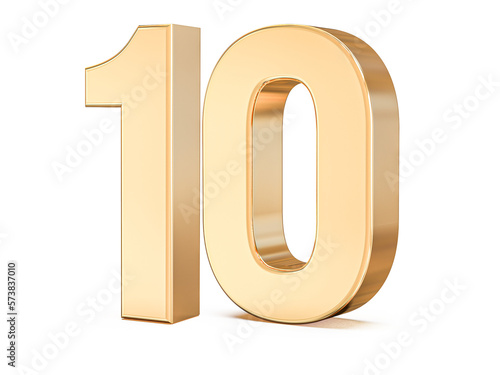 3d gold Number 10